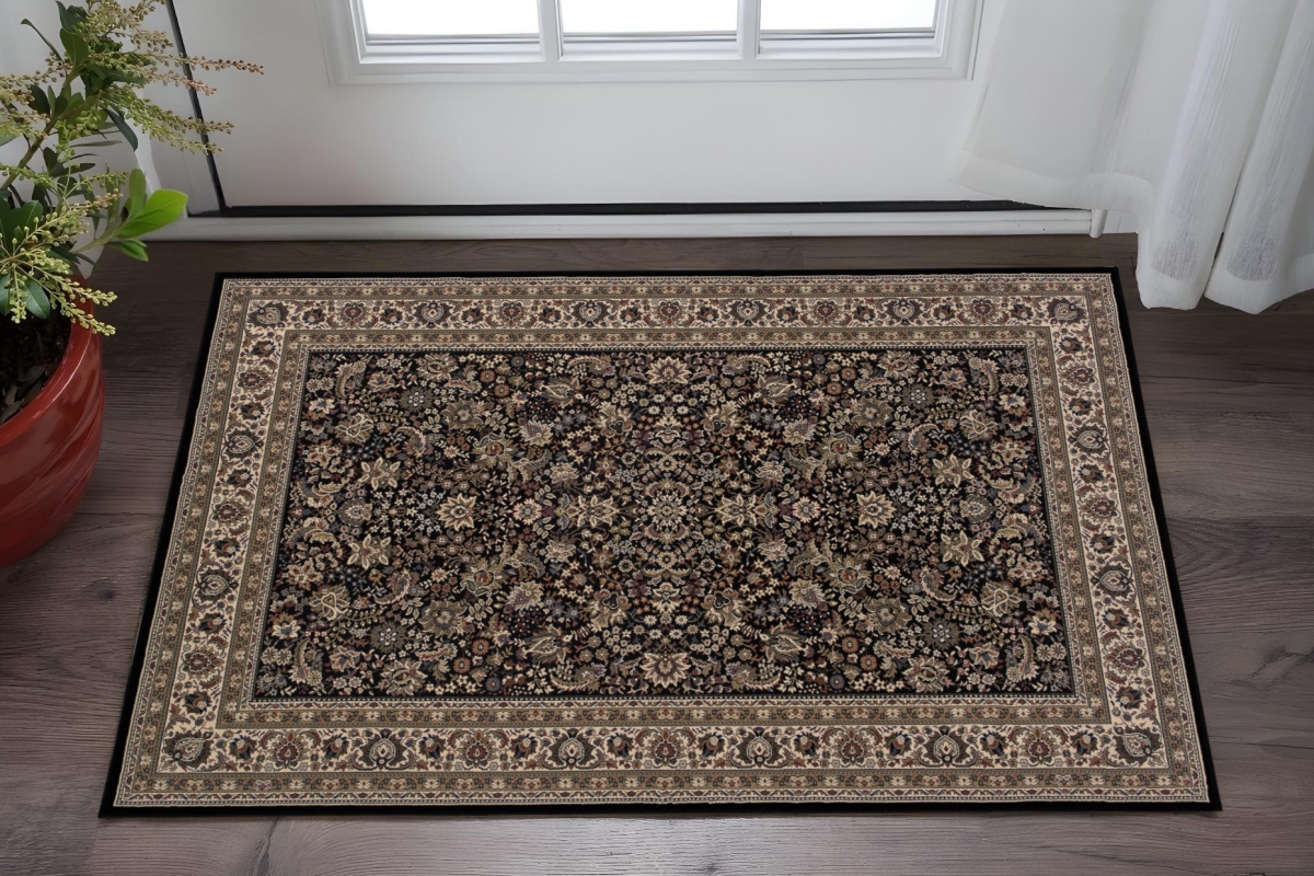 575321 2 x 3 ft. Oriental Rectangle Area Rug, Black & Ivory