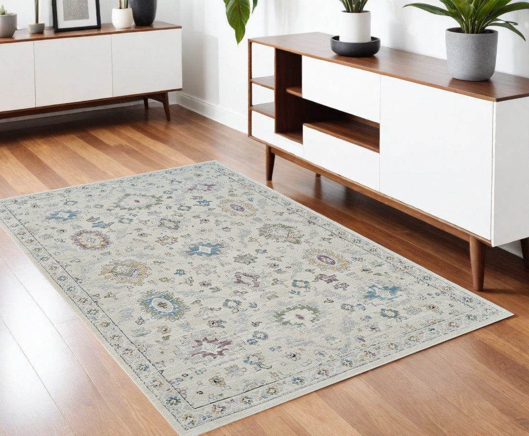 558884 4 x 6 ft. Abstract Distressed Rectangle Area Rug, Cream & Beige