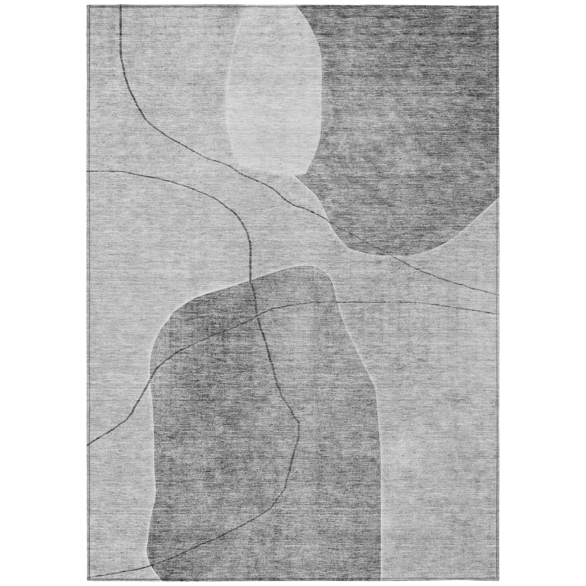 581027 8 x 10 ft. Abstract Washable Indoor & Outdoor Rectangle Area Rug, Gray, Charcoal & Silver
