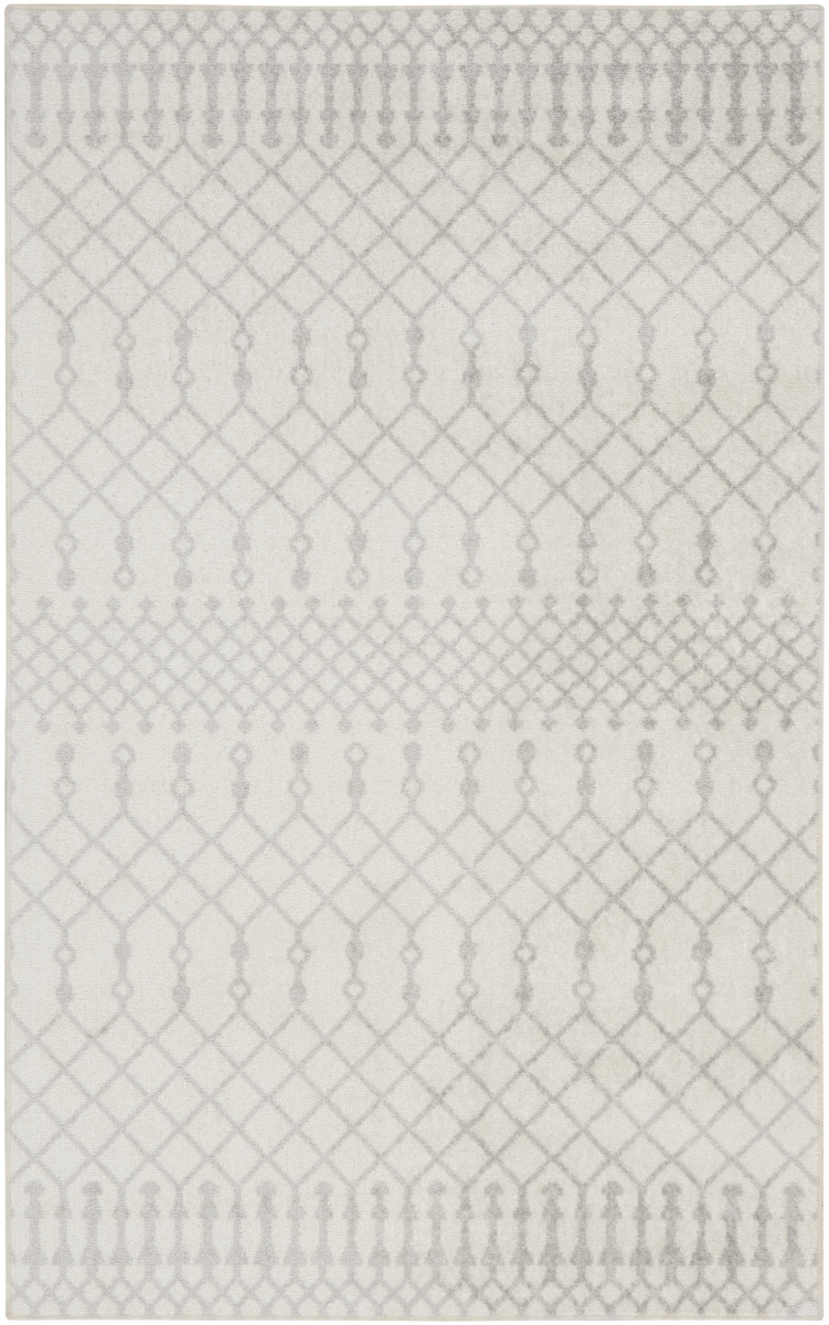 532830 8 x 10 ft. Abstract Power Loom Washable Rectangle Area Rug, Blue & Ivory
