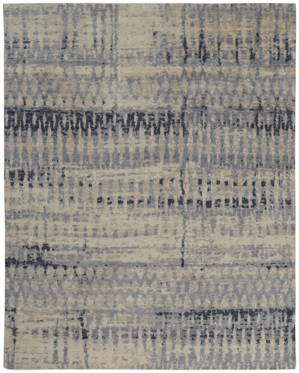 567536 4 x 6 ft. Wool Abstract Hand Knotted Rectangle Area Rug, Gray, Blue & Ivory