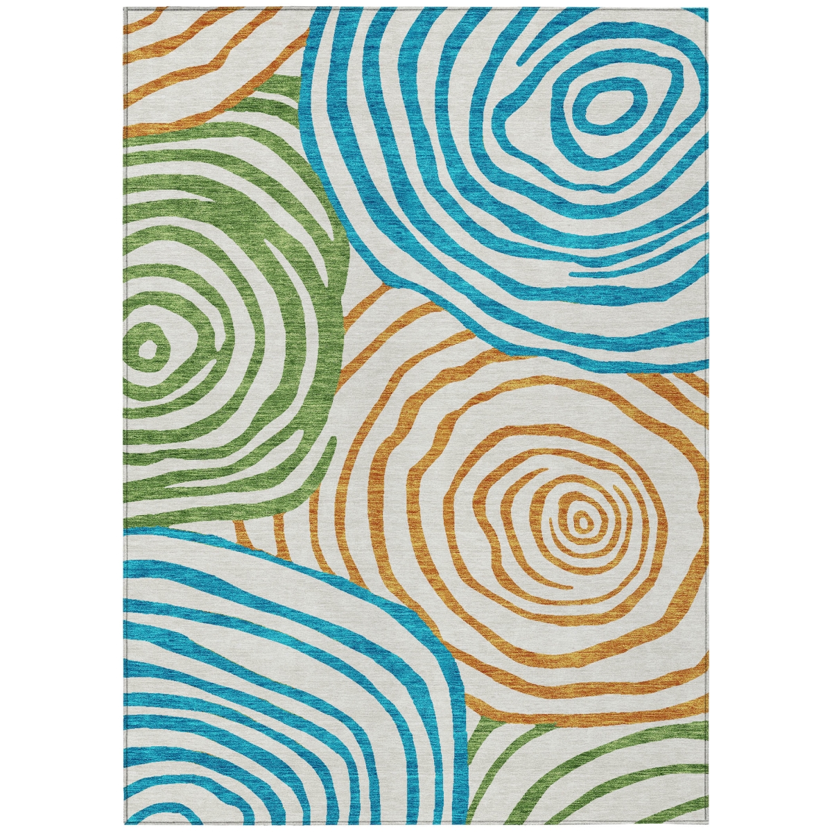 585904 3 x 5 ft. Abstract Washable Indoor & Outdoor Rectangle Area Rug, White, Orange & Teal Blue