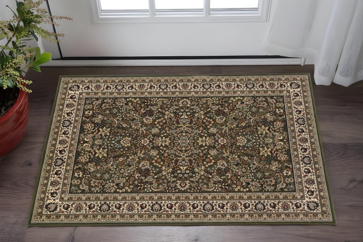 575320 2 x 3 ft. Oriental Rectangle Area Rug, Green & Ivory
