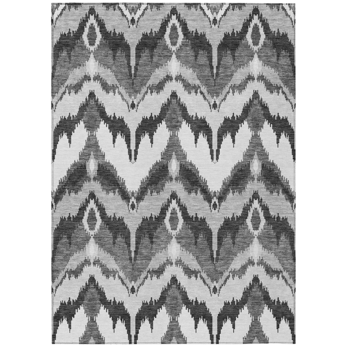 584357 5 x 8 ft. Ikat Washable Indoor & Outdoor Rectangle Area Rug, Gray, Silver & Charcoal