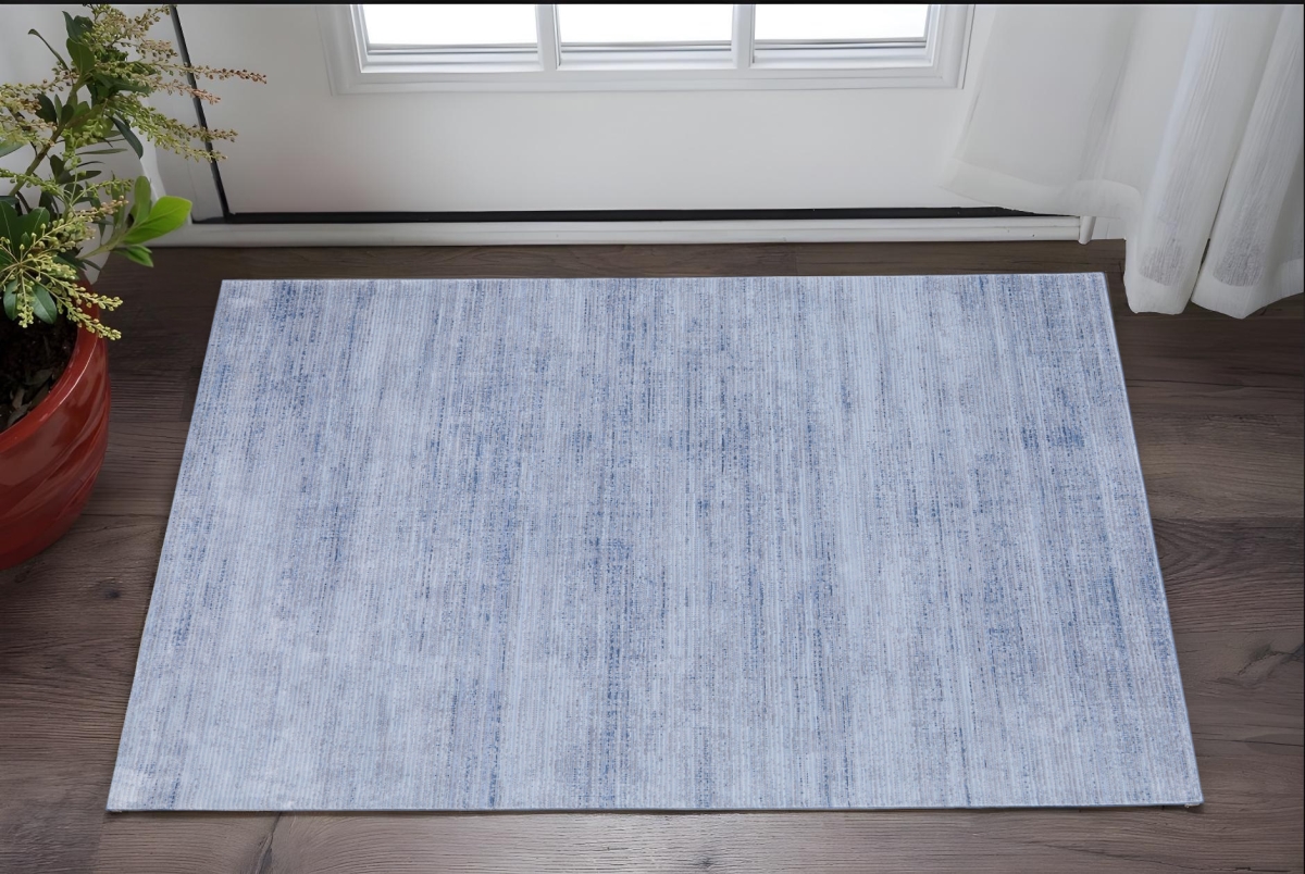 566829 2 x 3 ft. Power Loom Rectangle Area Rug, Blue & Ivory