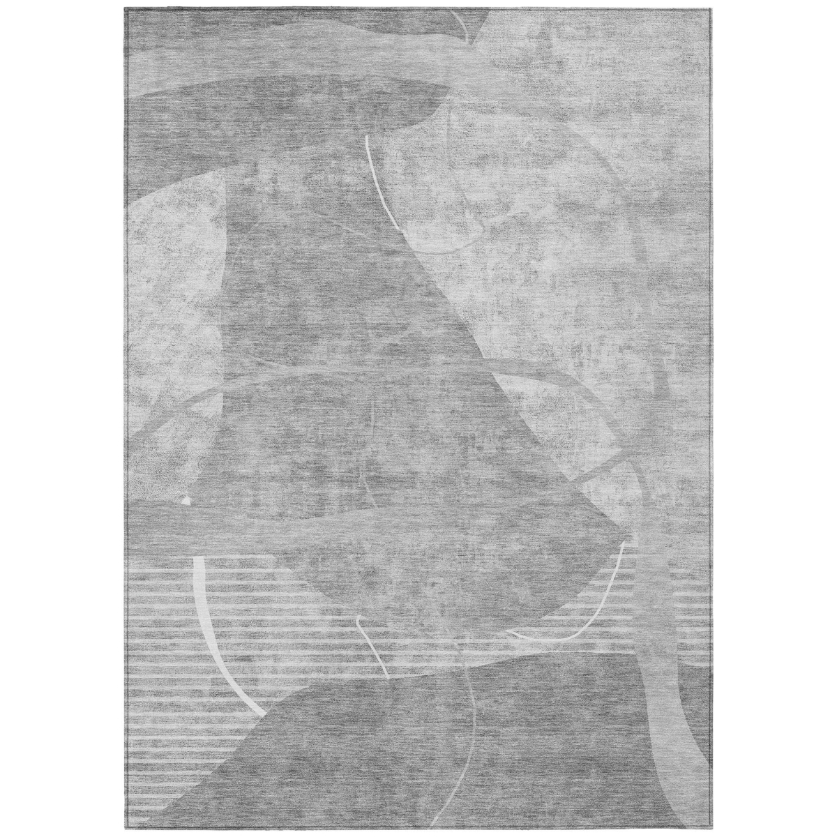 587600 9 x 12 ft. Abstract Washable Indoor & Outdoor Rectangle Area Rug, Gray, Silver & Ivory