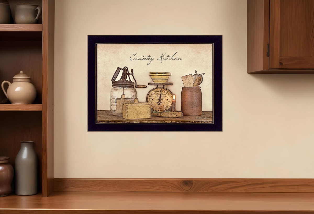 406718 Country Kitchen Black Framed Print Wall Art