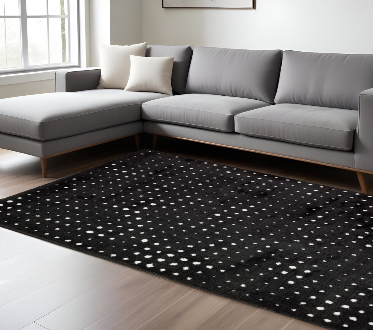 575048 10 x 13 ft. Geometric Rectangle Area Rug, Black & Ivory