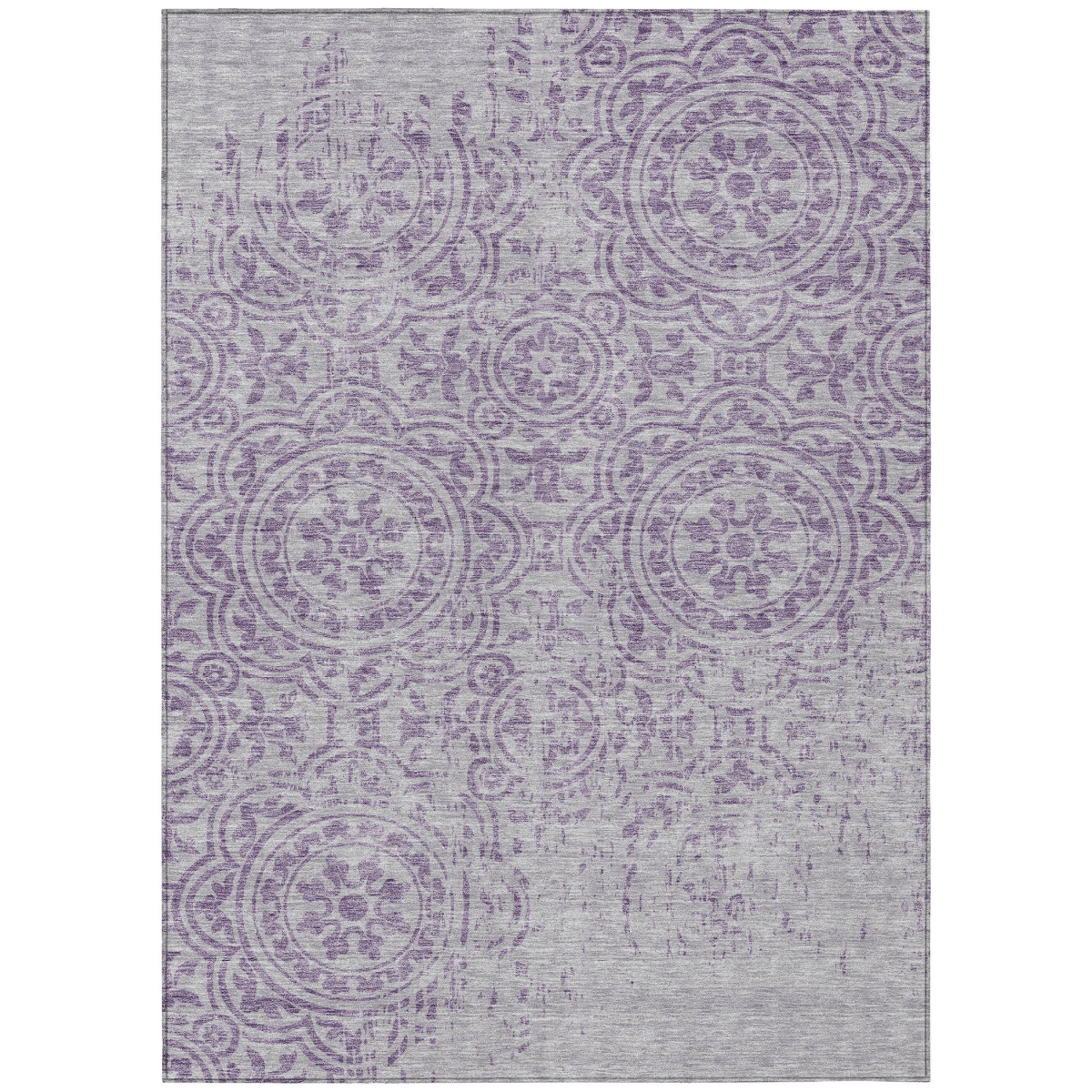 585357 10 x 14 ft. Medallion Washable Indoor & Outdoor Rectangle Area Rug, Lavender & Lilac