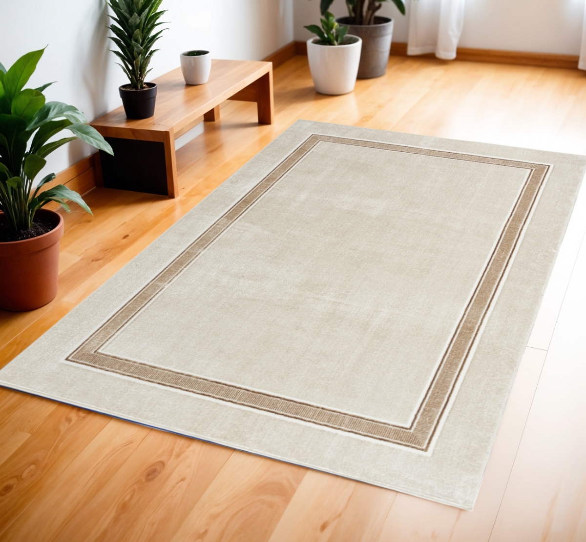 553447 4 x 6 ft. Geometric Non Skid Rectangle Area Rug, Gray, Ivory & Cream