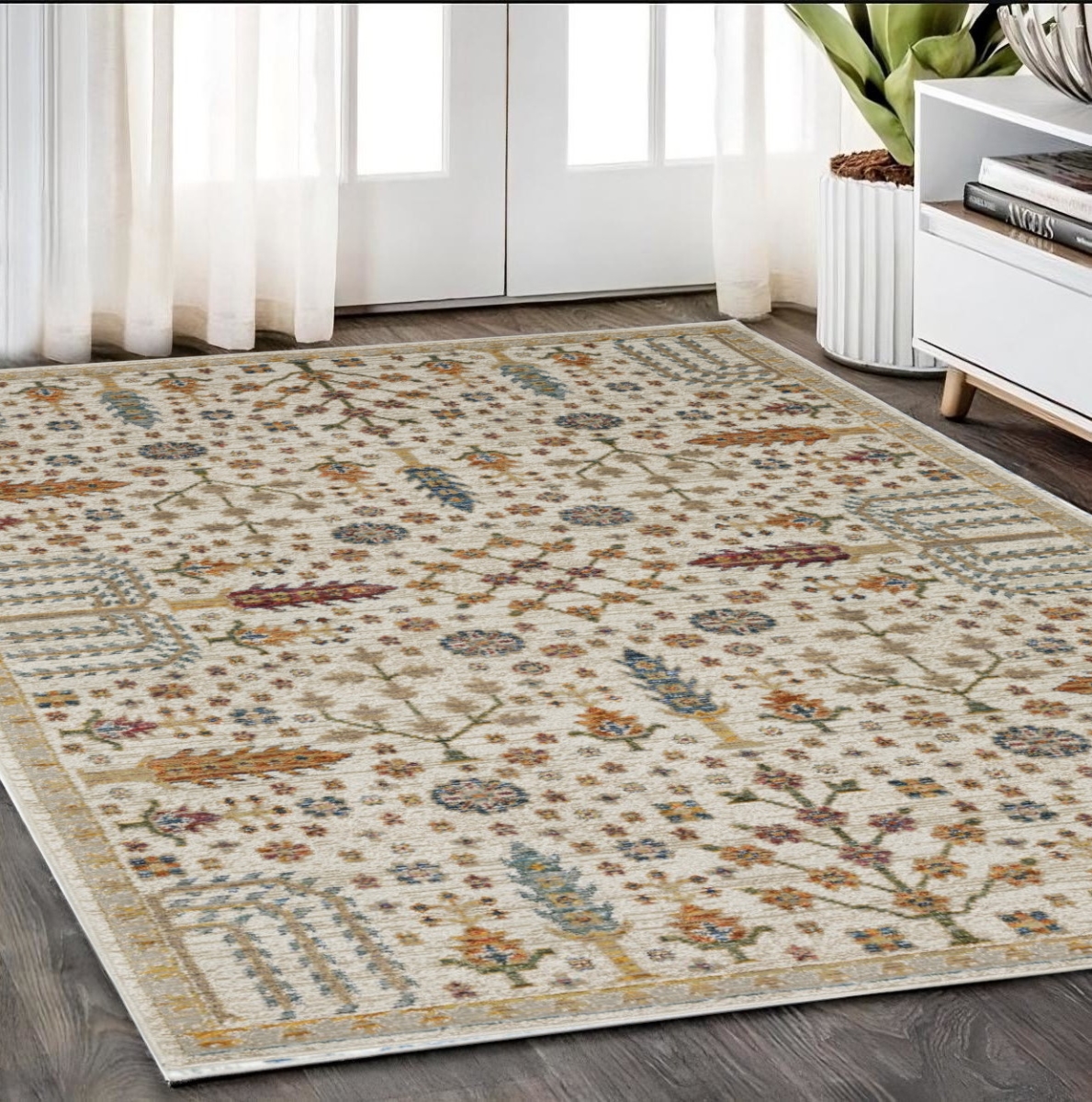 576183 5 x 7 ft. Oriental Rectangle Area Rug, Ivory & Gold