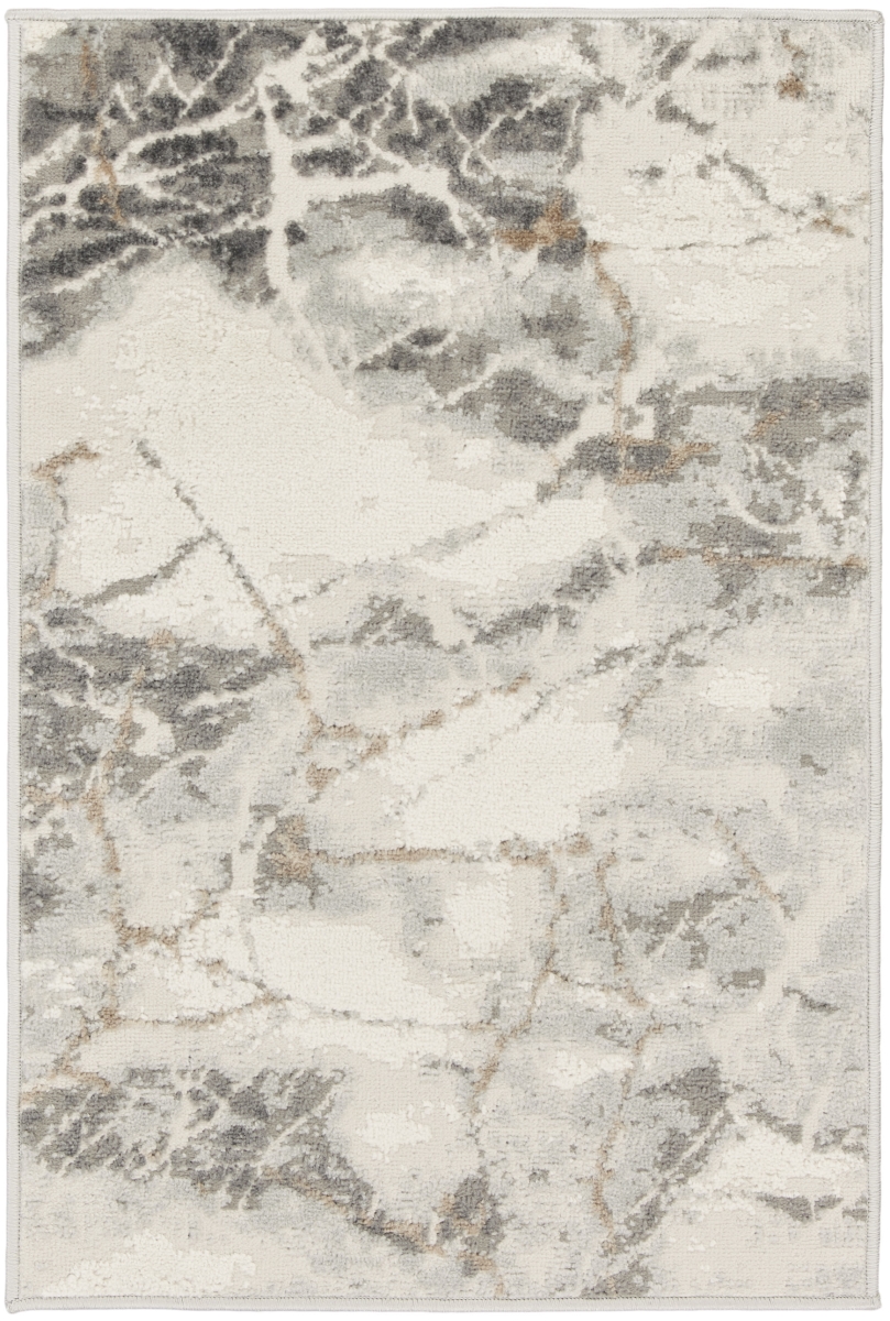 556002 2 x 3 ft. Ivory & Gray Abstract Non Skid Rectangle Area Rug