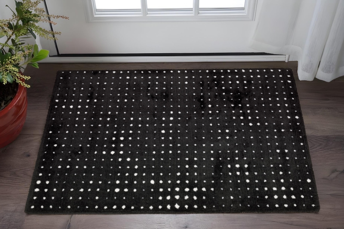 Geometric Rectangle Area Rug - Black & Ivory - 2 x 3 ft. - Stain Resistant