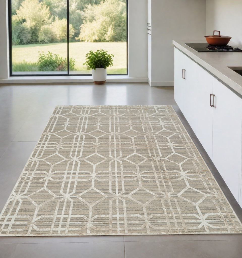 558836 4 x 6 ft. Abstract Distressed Rectangle Area Rug, Beige & Brown