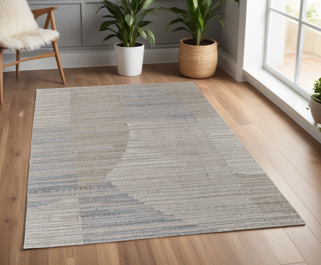 567014 4 x 6 ft. Abstract Hand Woven Worn Faded Rectangle Area Rug, Tan & Blue