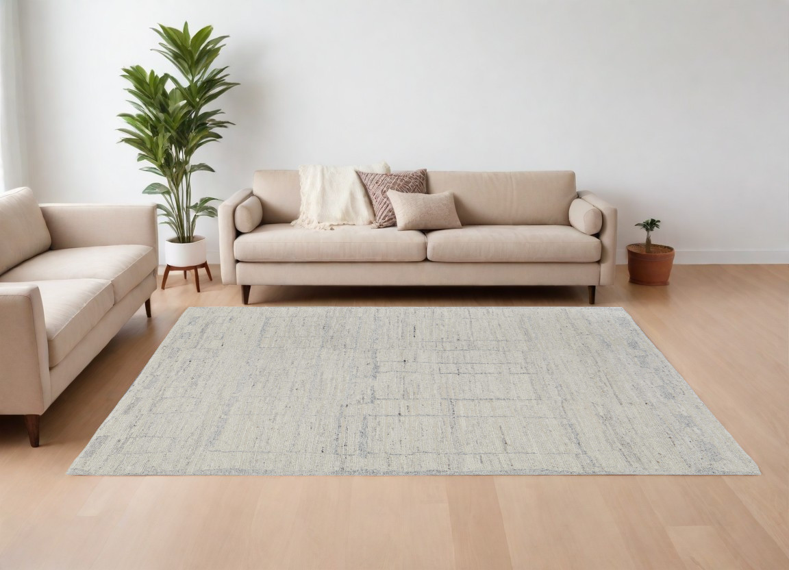 567489 8 x 10 ft. Abstract Hand Woven Worn Faded Rectangle Area Rug, Gray & Ivory