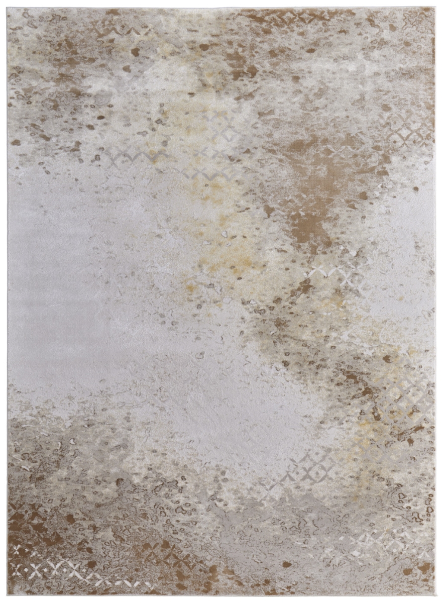 565869 2 x 3 ft. Abstract Power Loom Worn Faded Rectangle Area Rug, Tan & Ivory