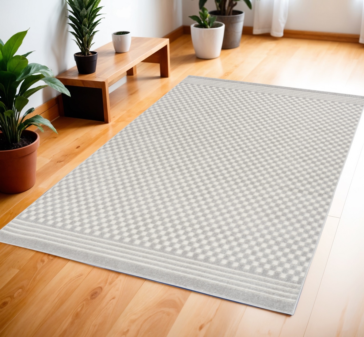 572474 4 x 6 ft. Geometric Rectangle Area Rug, Gray
