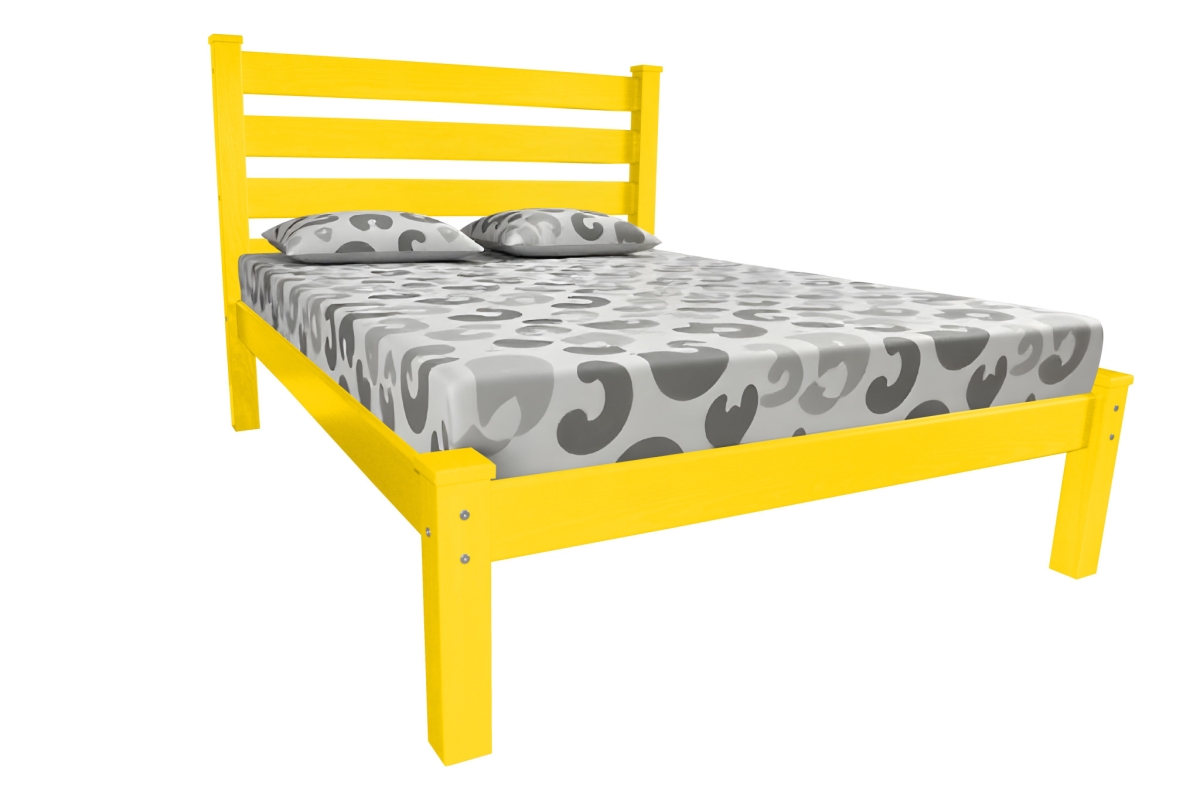 546887 Canary Yellow Solid Wood Queen Size Bed Frame