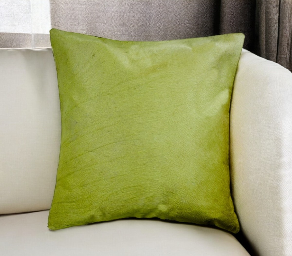 544593 18 in. Lime Green Cowhide Throw Pillow