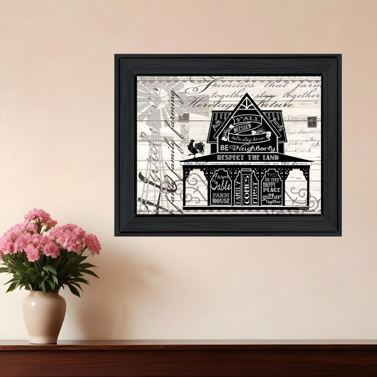 529764 Modern Y All Blessed Farmhouse Black Framed Print Wall Art