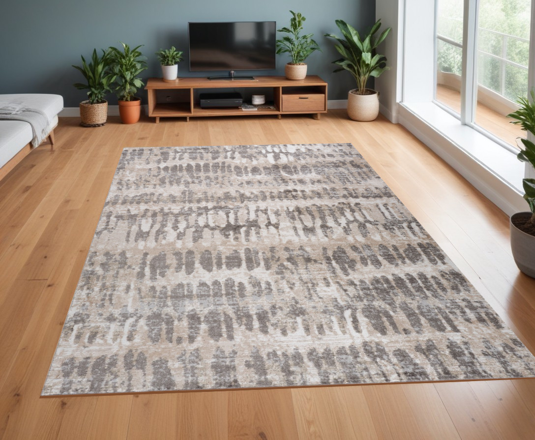 558968 4 x 6 ft. Abstract Distressed Rectangle Area Rug, Beige & Brown