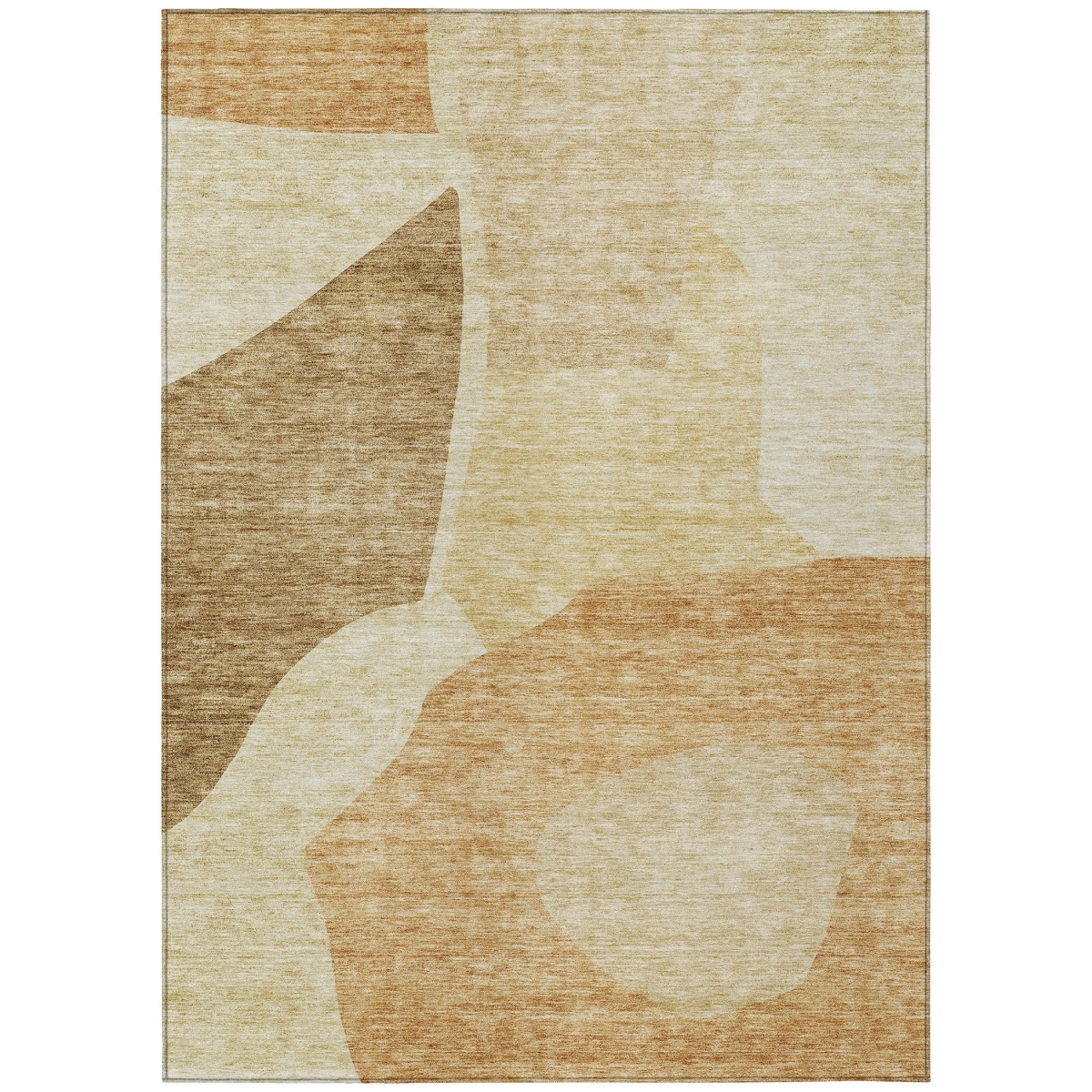 580706 3 x 5 ft. Abstract Washable Indoor & Outdoor Rectangle Area Rug, Beige, Copper & Brown