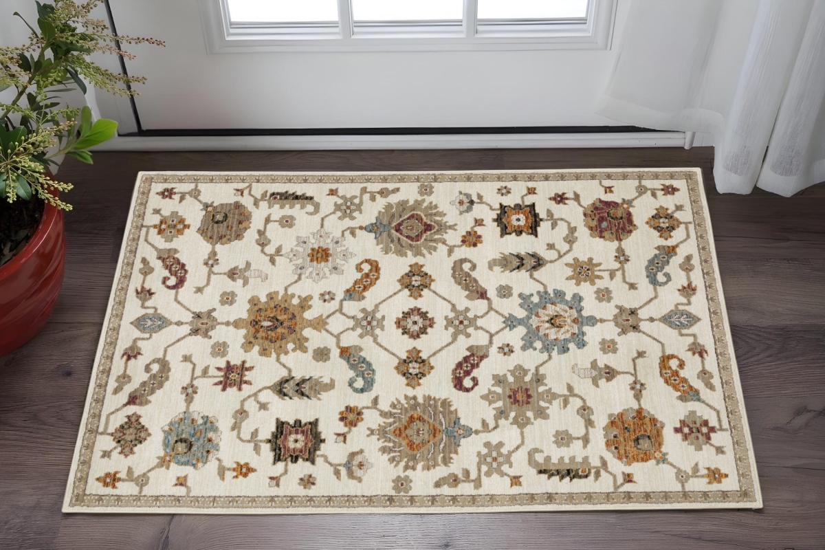 575507 2 x 3 ft. Oriental Rectangle Area Rug, Ivory, Tan & Black