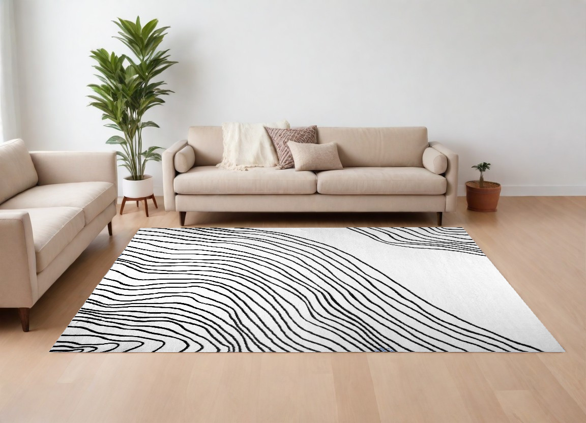 530553 7 x 10 ft. Abstract Distressed Rectangle Area Rug, Black & White