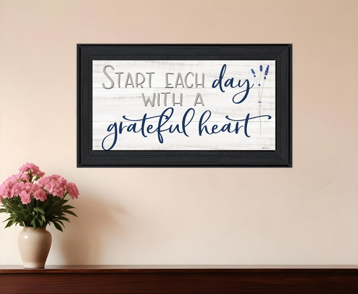 529657 Horizontal Grateful Heart Black Framed Print Wall Art