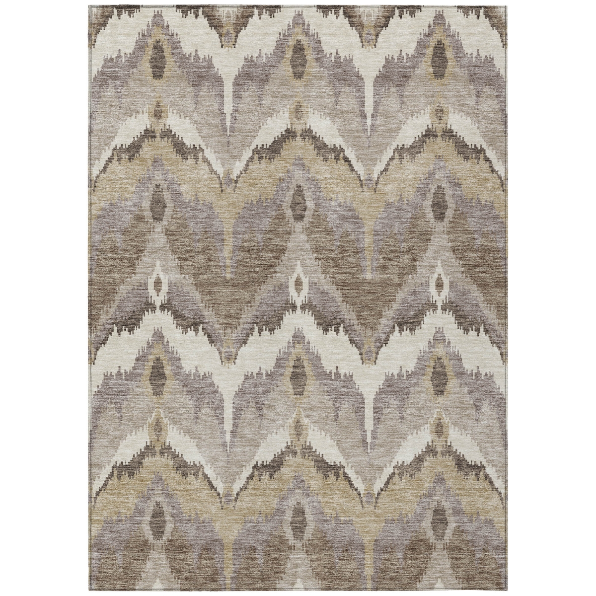 584323 8 x 10 ft. Ikat Washable Indoor & Outdoor Rectangle Area Rug, Beige, Chocolate & Taupe -  HomeRoots