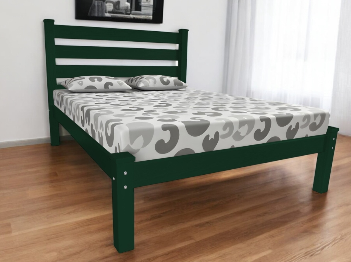 546890 Dark Green Solid Wood Queen Size Bed Frame, 800 lbs