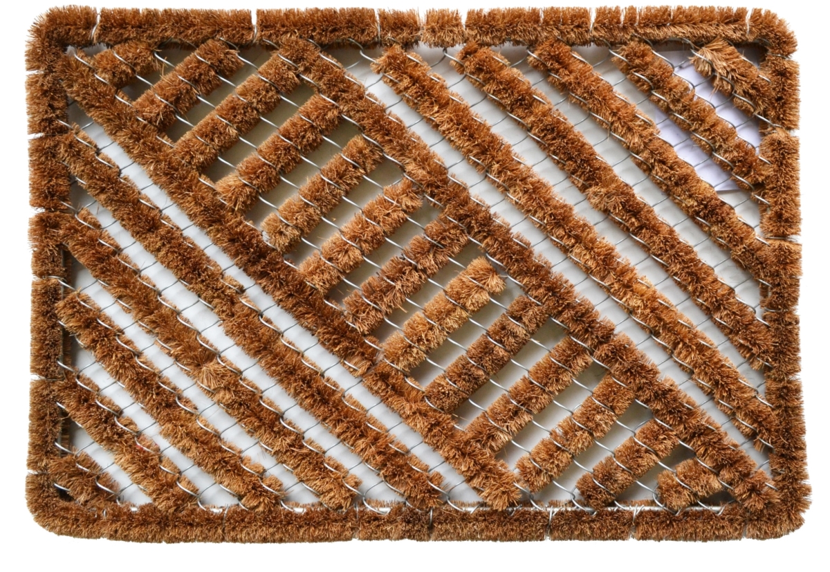 Picture of HomeRoots 576968 16 x 24 in. Brown Coir Geometric Outdoor Door Mat