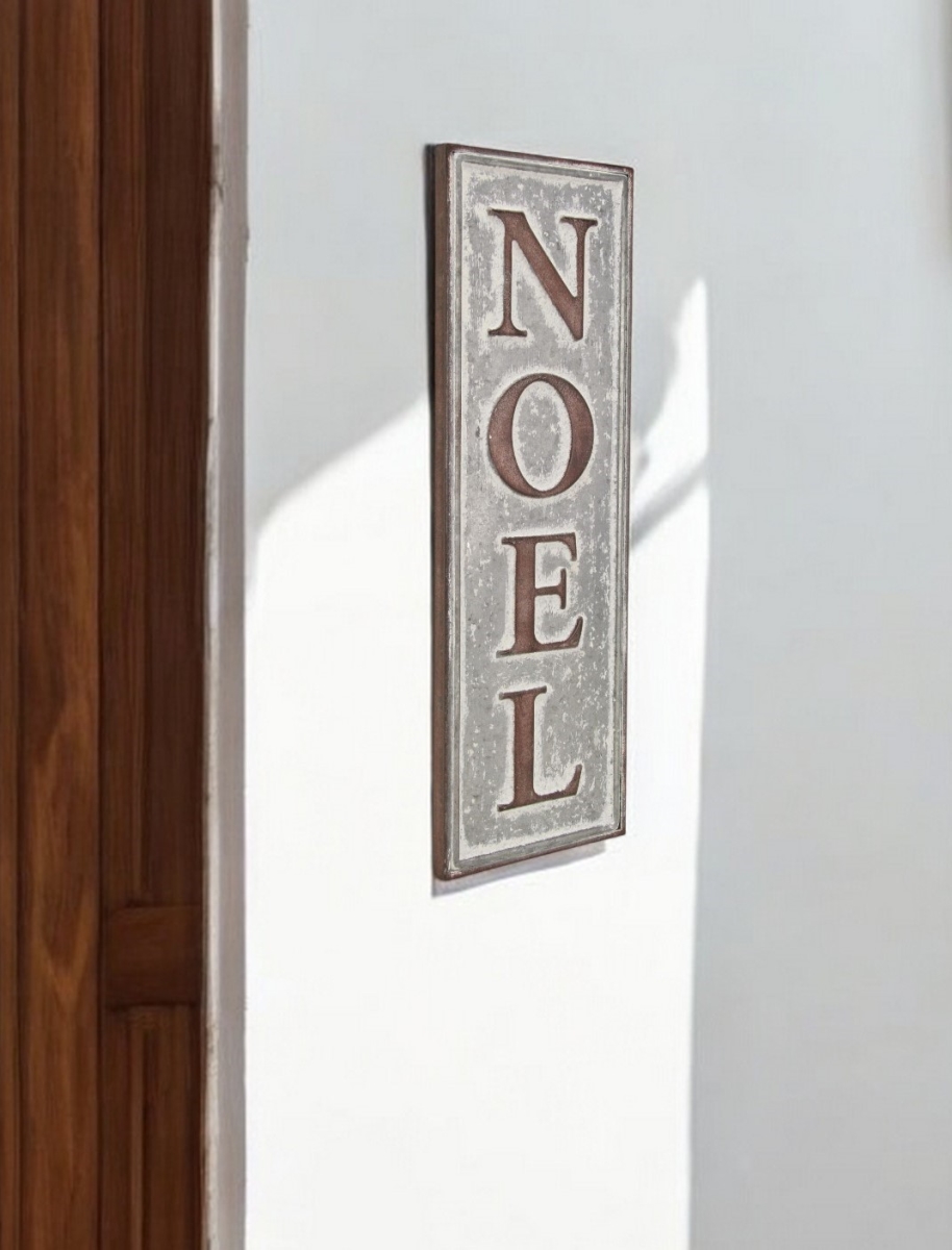 487511 19 x 6 in. Gray & Brown Christmas Handcrafted Noel Metal Wall Decor