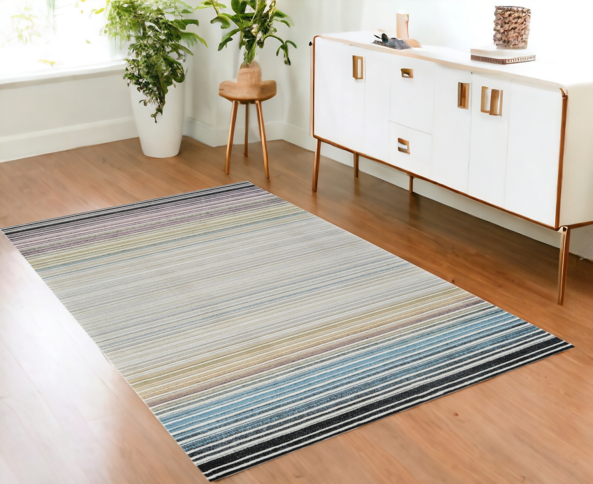 558868 4 x 6 ft. Abstract Distressed Rectangle Area Rug, Beige & Blue