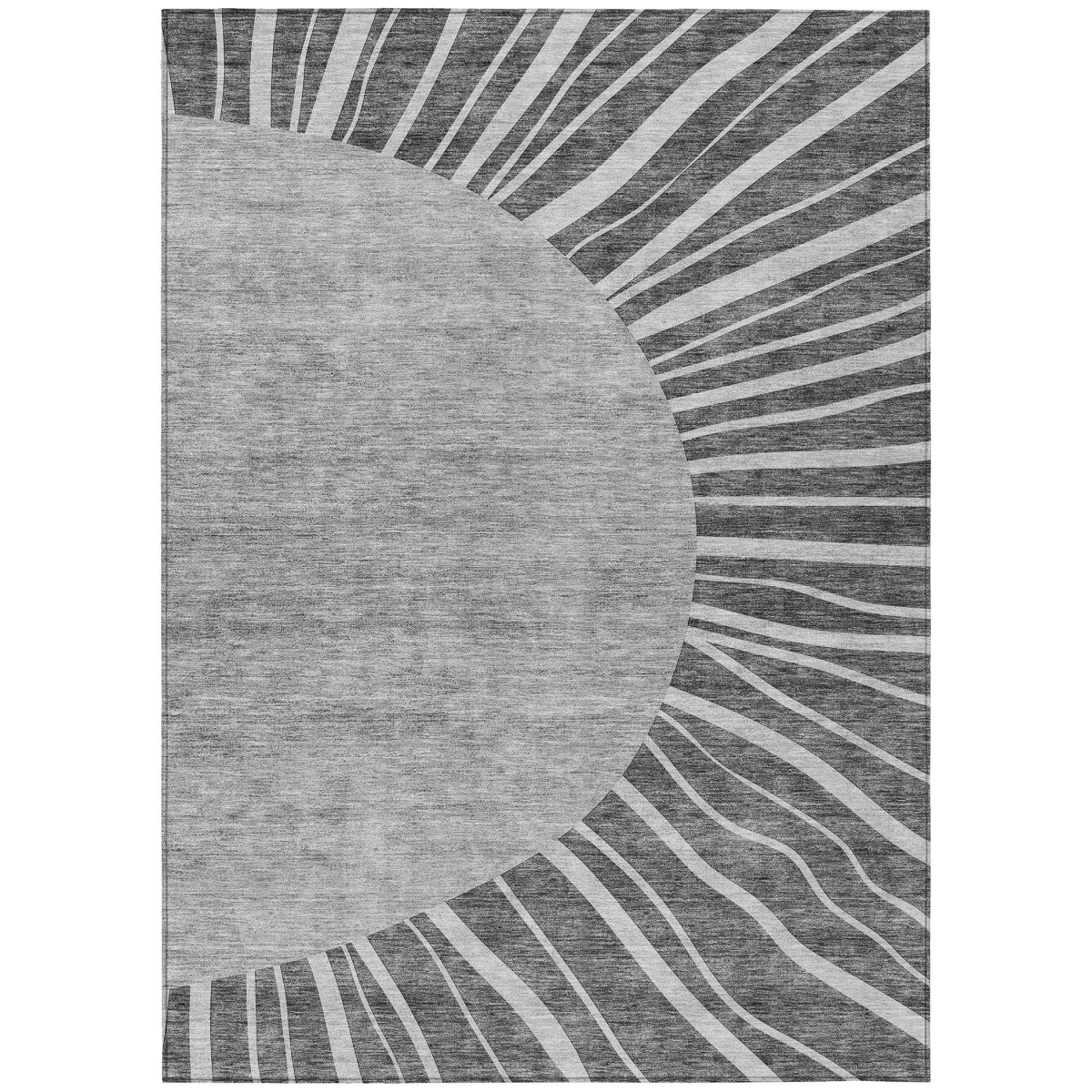 580827 5 x 8 ft. Abstract Washable Indoor & Outdoor Rectangle Area Rug, Charcoal, Gray & Silver