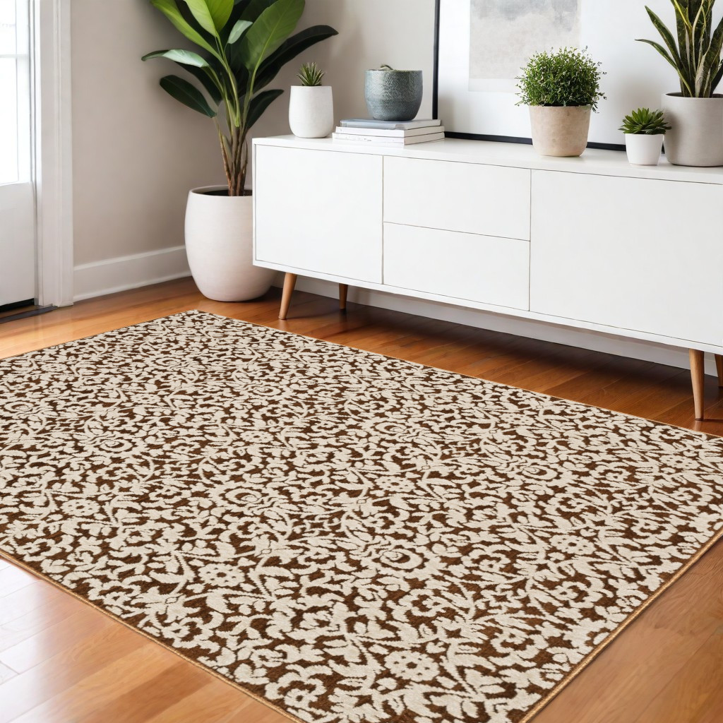 574682 4 x 6 ft. Oriental Rectangle Area Rug, Rust & Beige