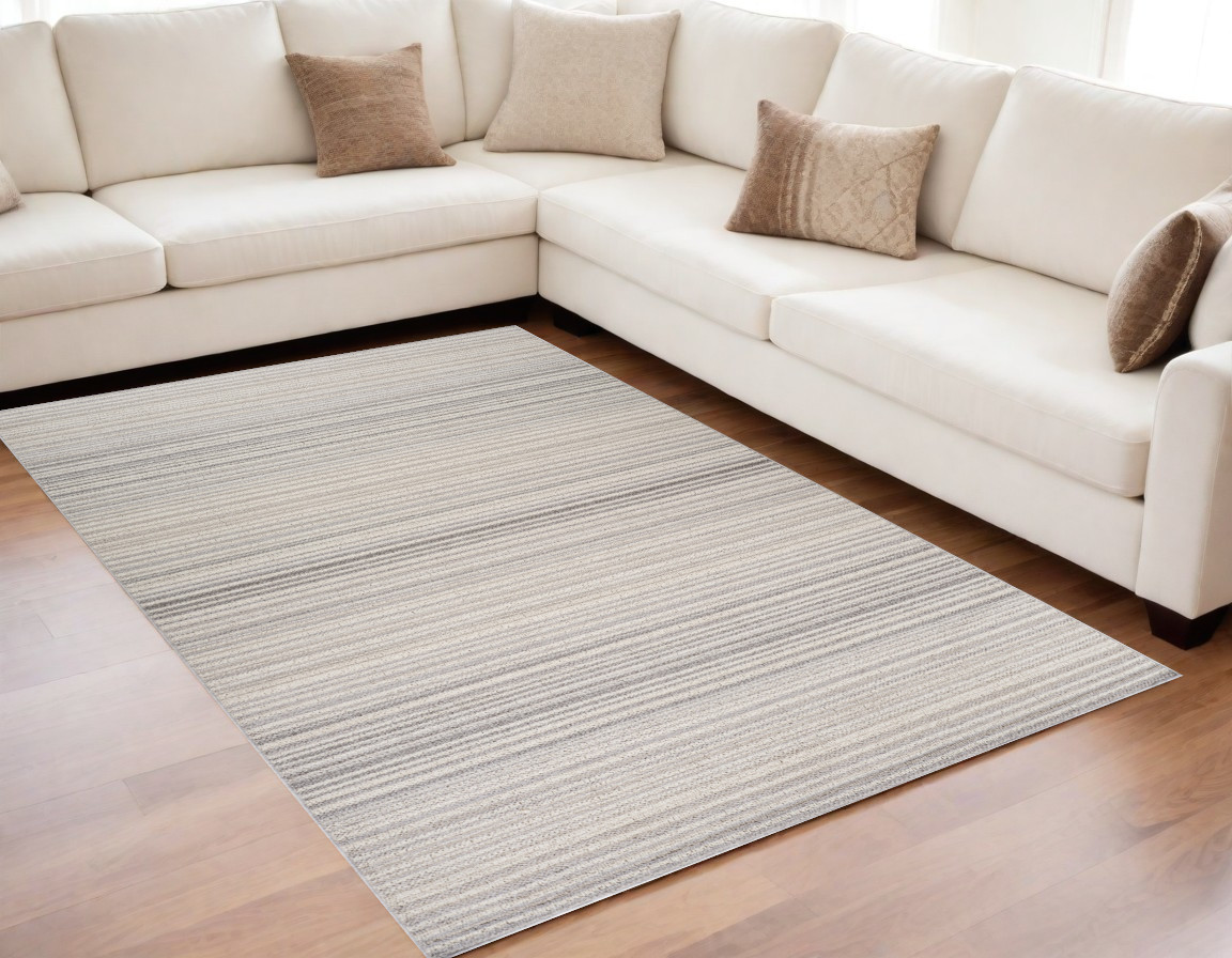 558380 5 x 8 ft. Abstract Rectangle Area Rug, Gray & Ivory