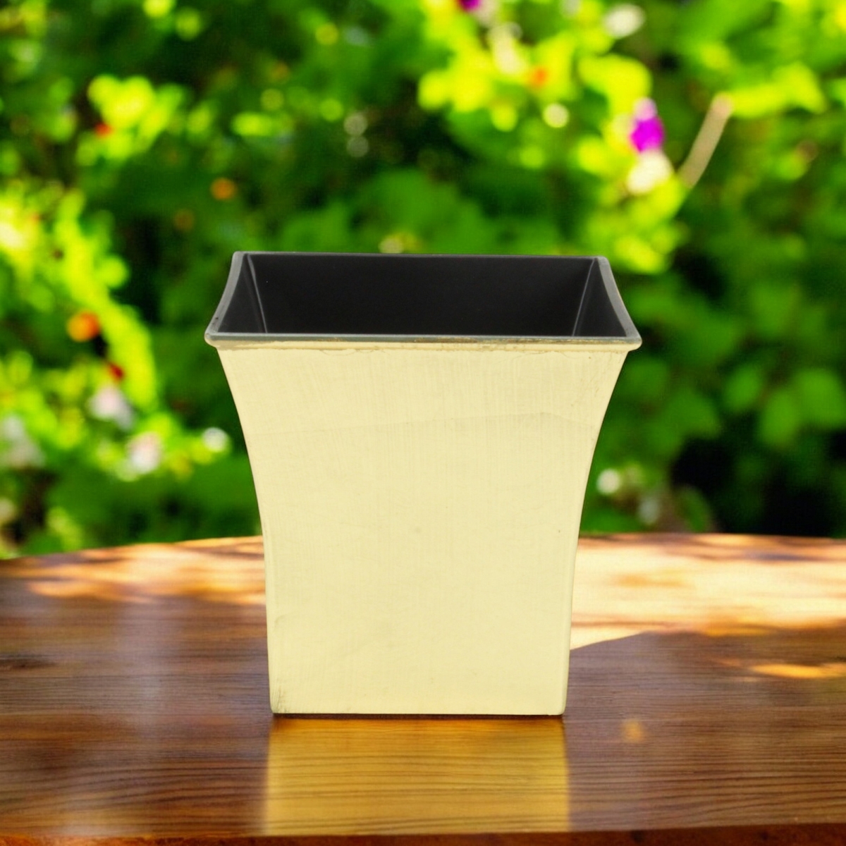 Gold Recycled Plastic Square Planter - 7 in. - Indoor/Outdoor Use - Weathered Finish