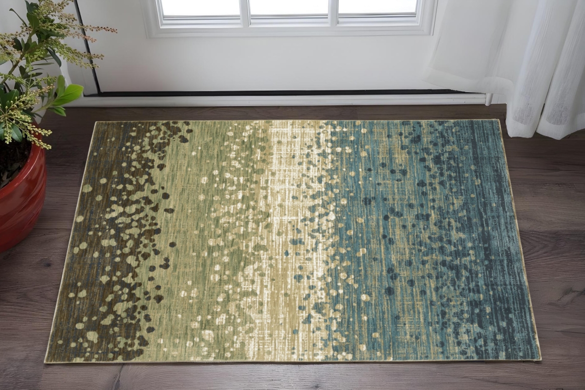 575384 3 x 5 ft. Abstract Rectangle Area Rug, Blue & Brown