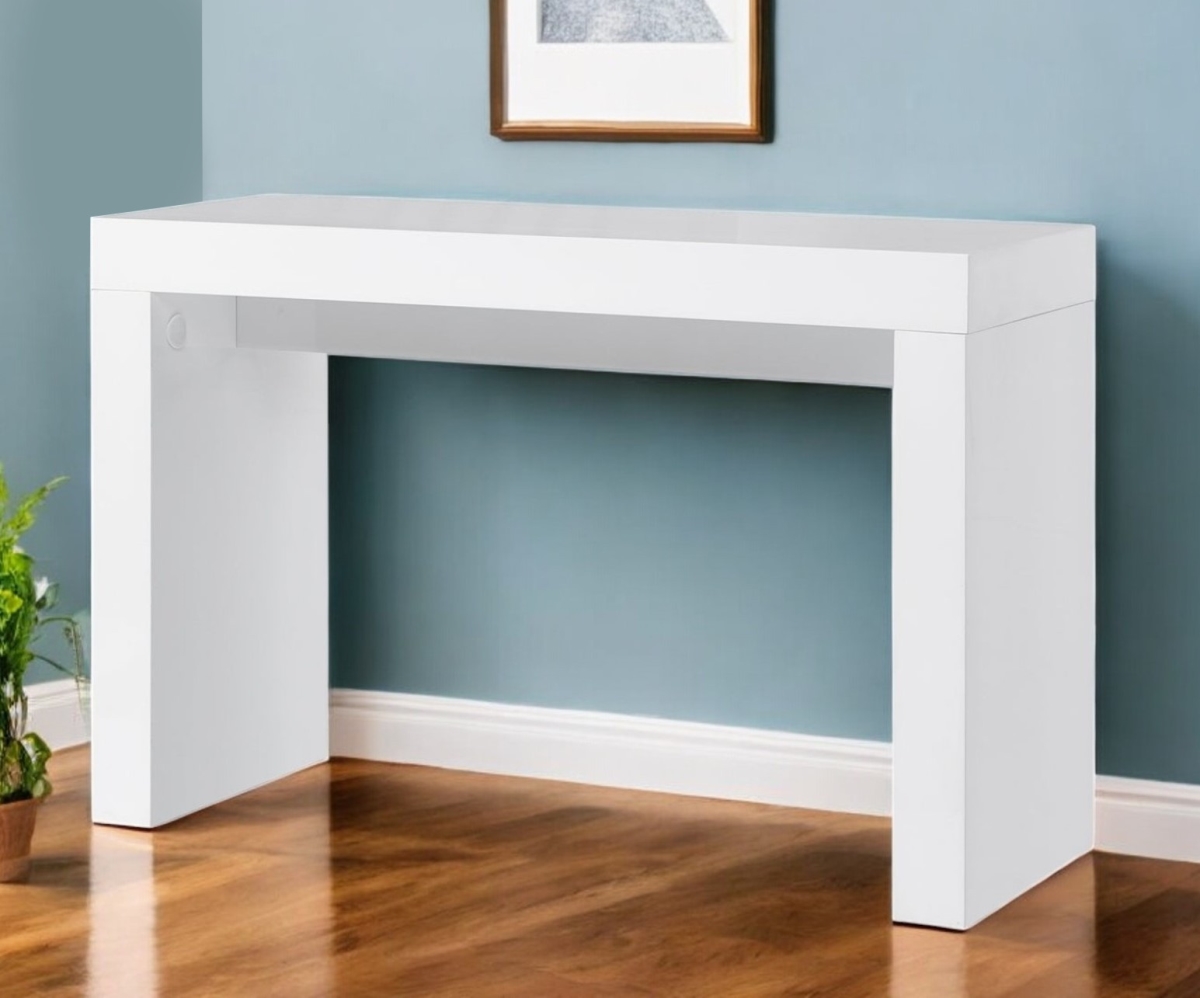 555123 47 in. White Wood Block Console Table