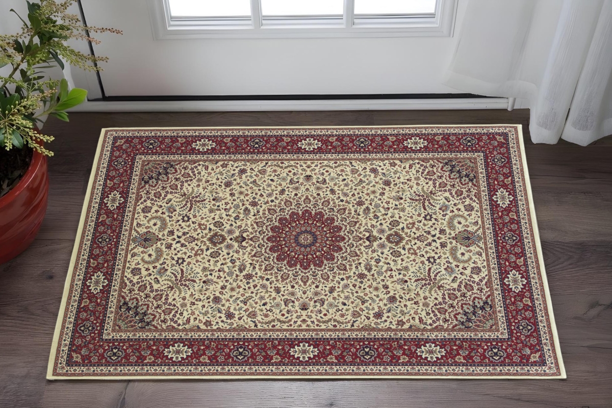 575310 2 x 3 ft. Oriental Rectangle Area Rug, Ivory & Red