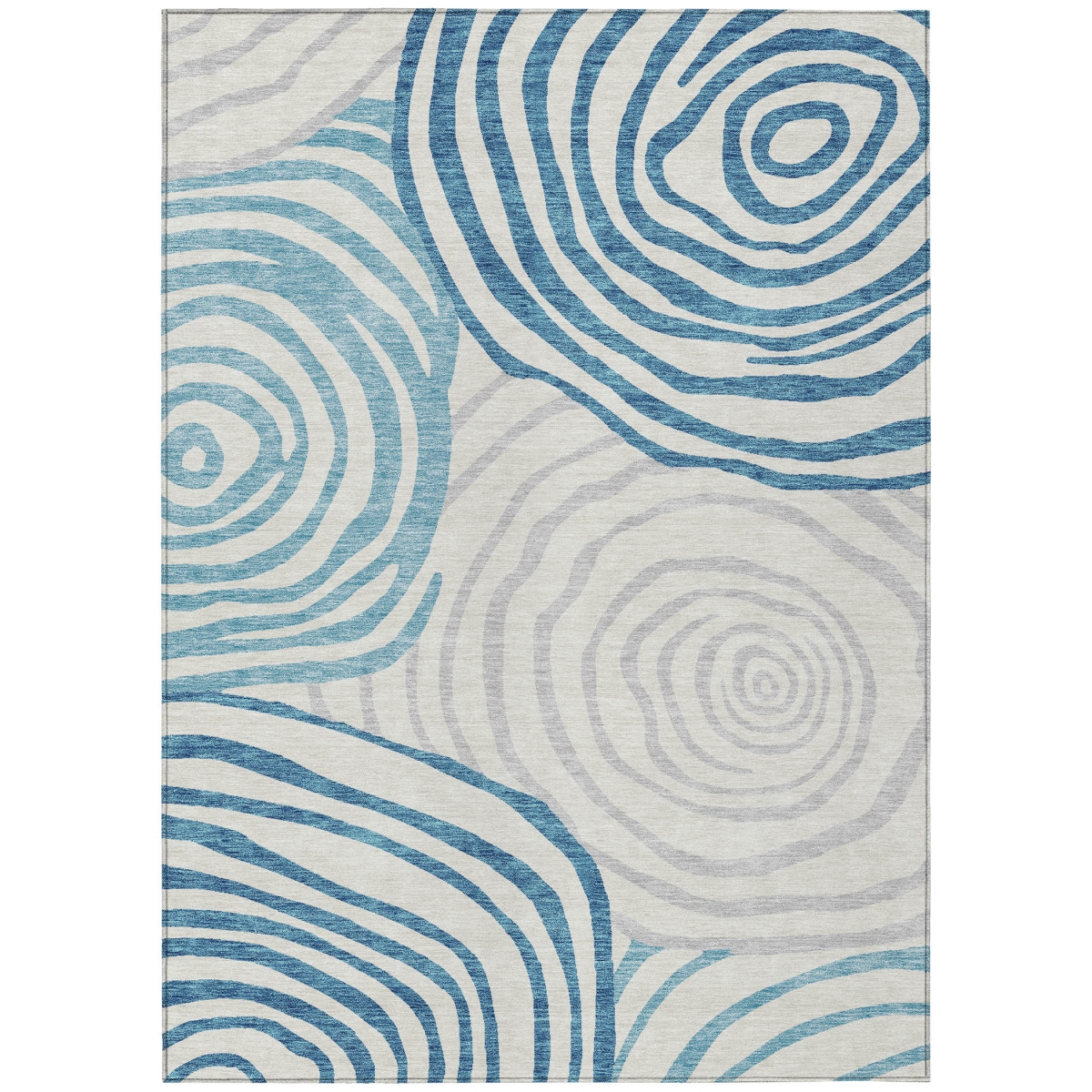 585896 9 x 12 ft. Abstract Washable Indoor & Outdoor Rectangle Area Rug, Teal Blue, Ivory & Silver