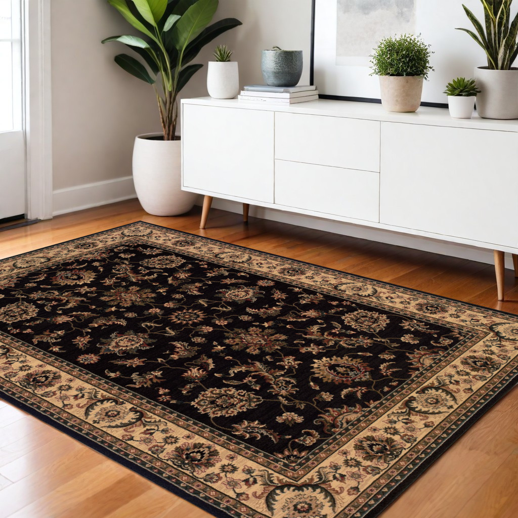 574392 4 x 6 ft. Oriental Rectangle Area Rug, Black & Ivory