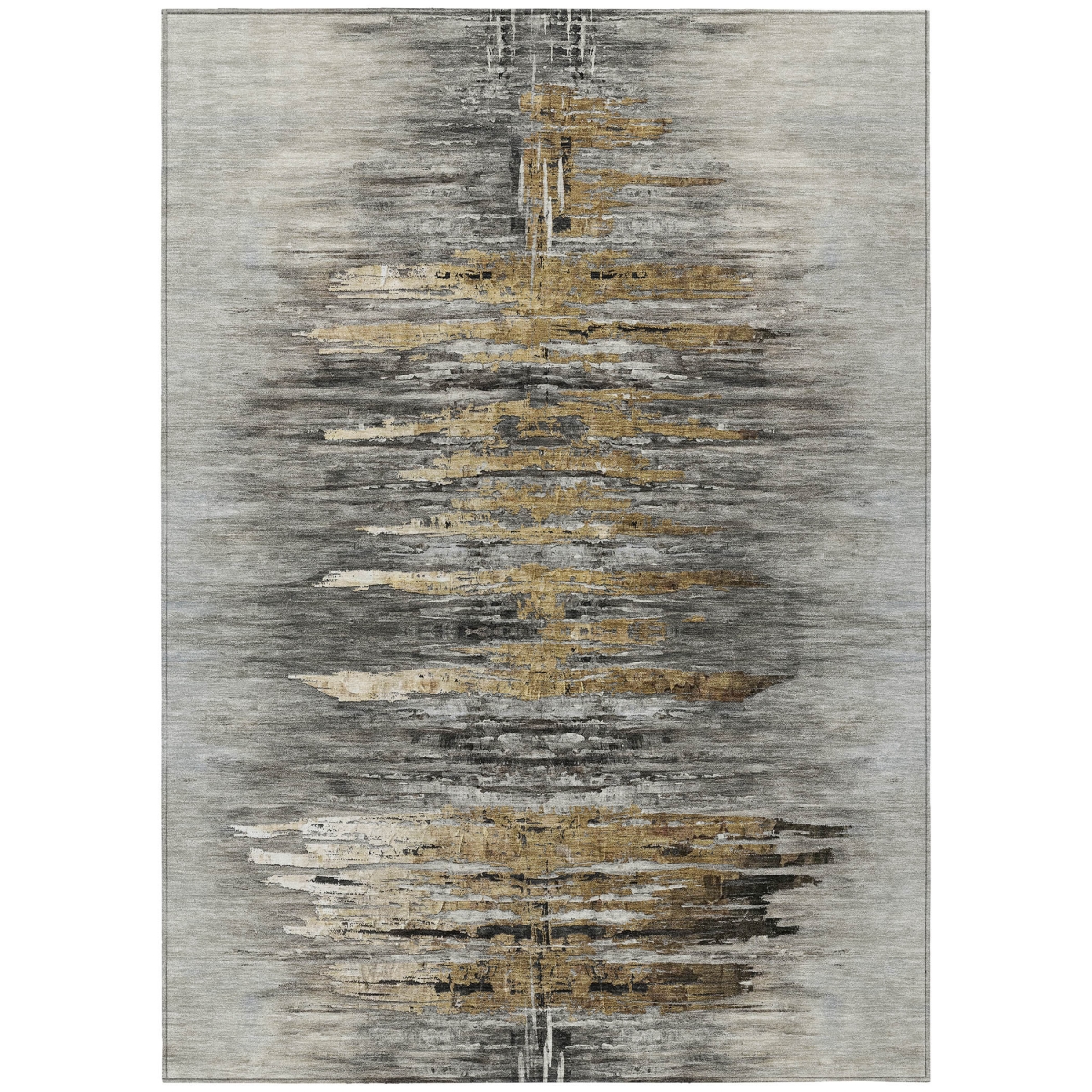 587655 10 x 14 ft. Abstract Washable Indoor & Outdoor Rectangle Area Rug, Gray, Charcoal & Silver