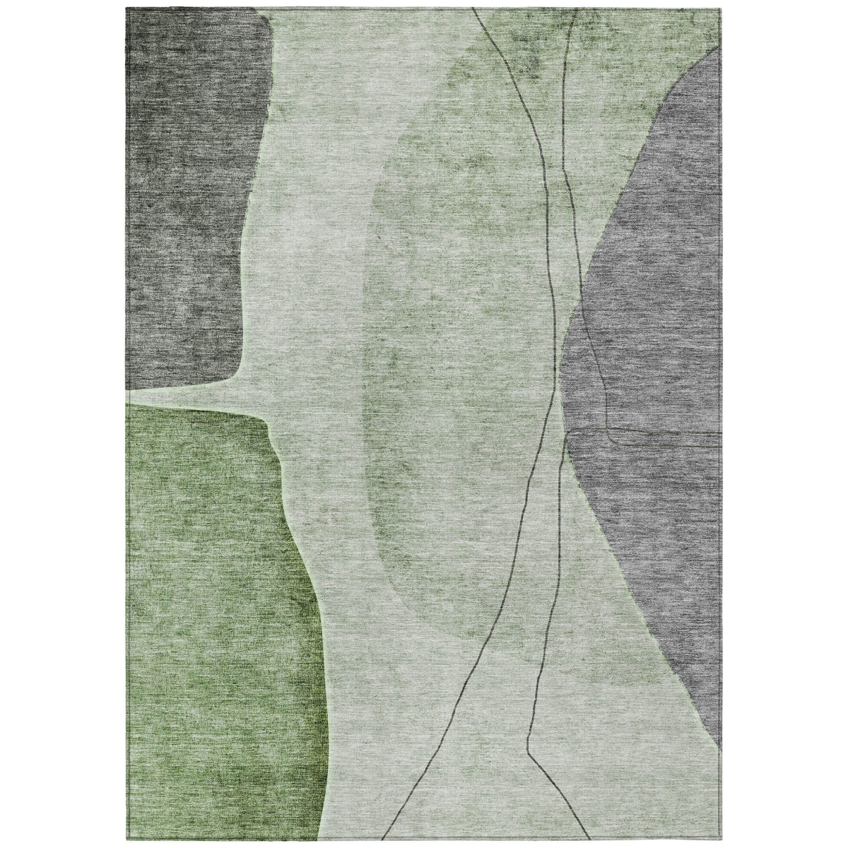 582017 8 x 10 ft. Abstract Washable Indoor & Outdoor Rectangle Area Rug, Green, Olive Green & Gray