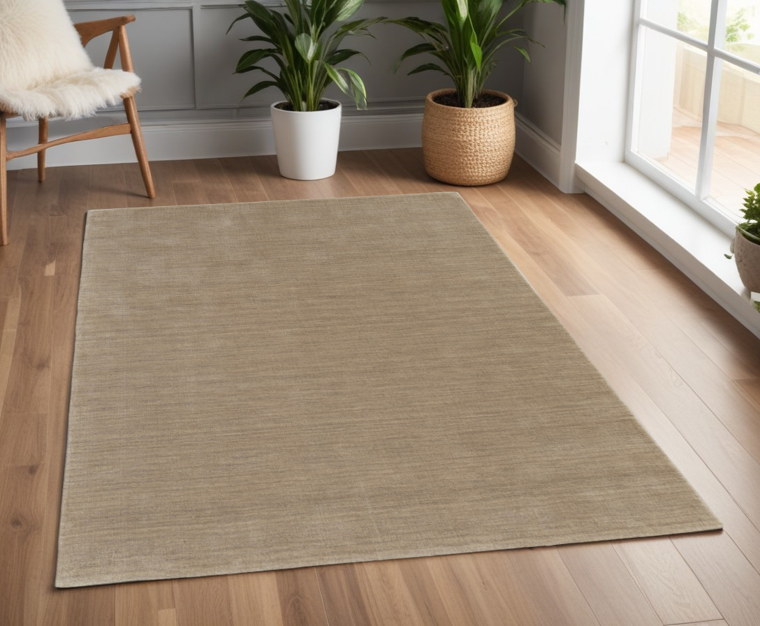 565588 4 x 6 ft. Wool Hand Woven Rectangle Area Rug, Tan