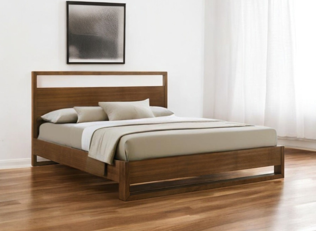 486236 Brown Wood King Size Bed Frame