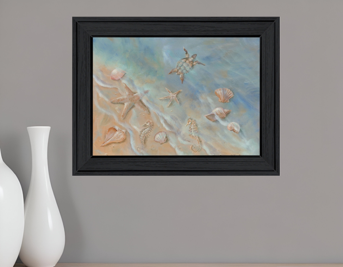 529669 Horizontal Rectangle Seashore Star Black Framed Print Wall Art