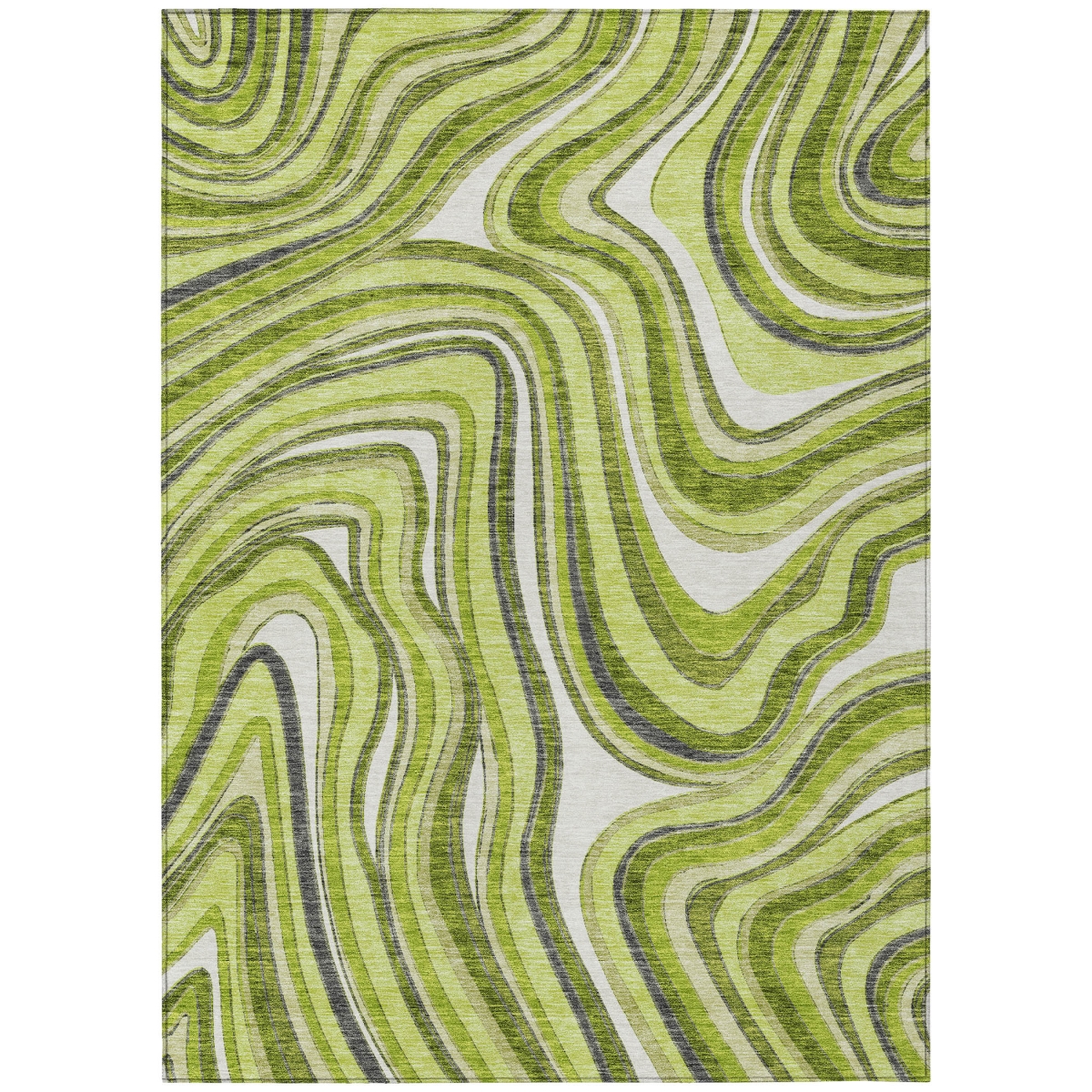 585227 5 x 8 ft. Abstract Washable Indoor & Outdoor Rectangle Area Rug, Lime Green & Charcoal
